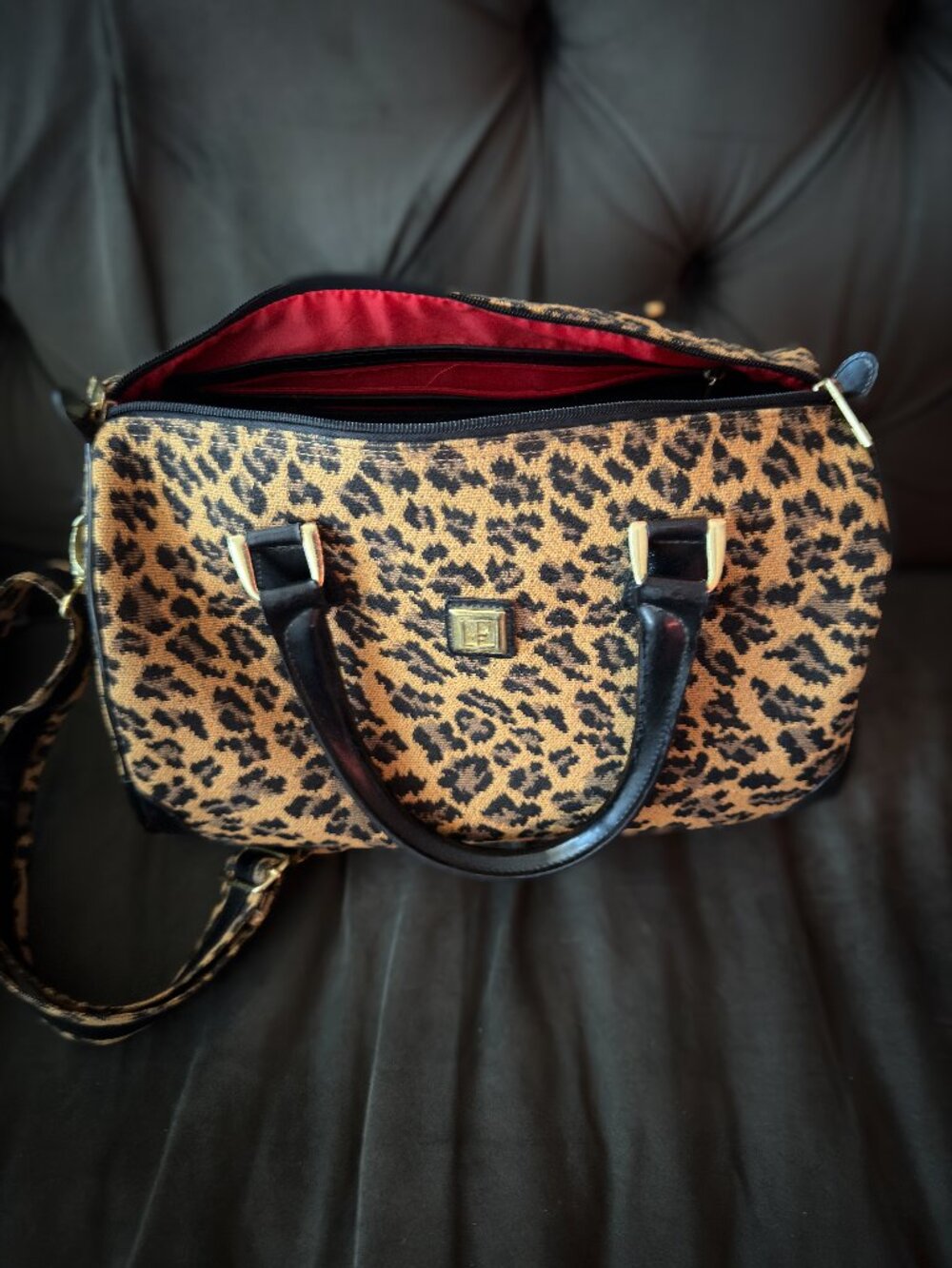 Rare Diane von Furstenberg Leopard Print Large Canvas Travel Bag